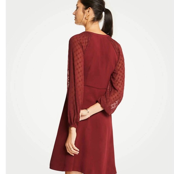 ✨Price Drop✨ Ann Taylor - Chiffon Dot Sleeve Dress - Picture 2 of 7
